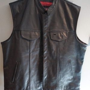 Zony Inc. Black leather motorcycle vest